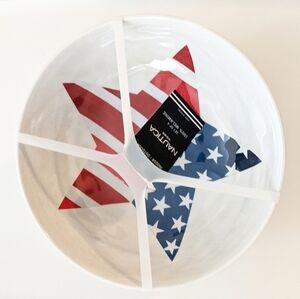 Nautical Stars Stripes Melamine 4 Cereal Soup Bowls NWT